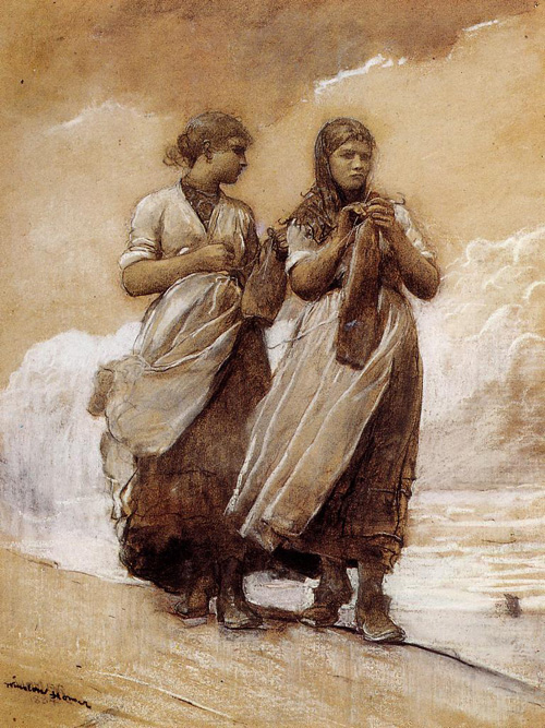 (image for) Handmade oil painting Copy paintings of famous artists Winslow Homer's paintings Fishergirls on Shore